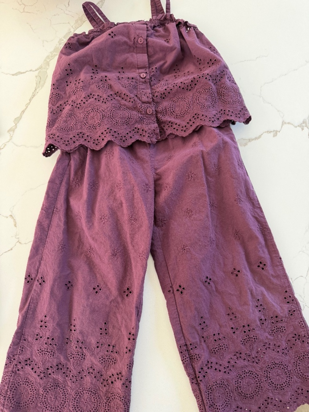 Zara Kids Girls Purple Matching 2-Piece Set (Shirt & Pants) - Size 6